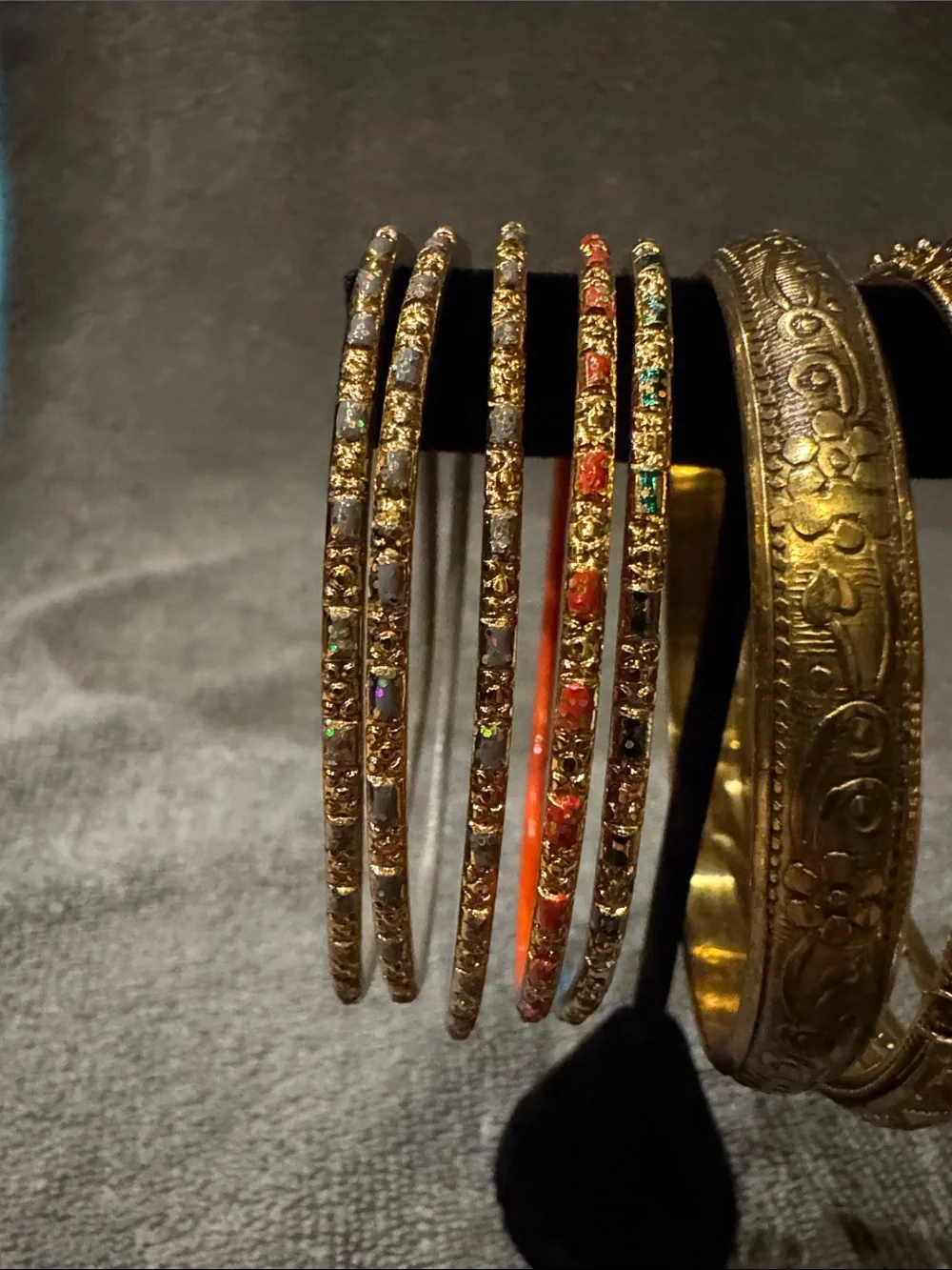 Gold-Tone Multi Bangle Bracelet Set of 9- Women Jewelry